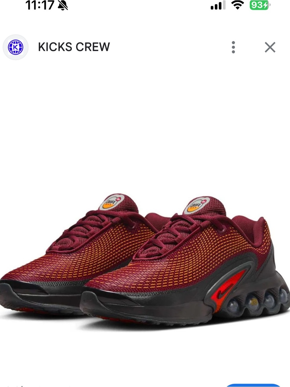 Nike boys Air Max 600 Sneakers - Dark Team Red/Black size 3